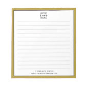 Custom Business Logo Company Name Gold Border Notitieblok (Voorkant)