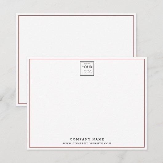 Custom Business Logo Company Name Red Border Notitiekaartje (Voorkant / Achterkant)