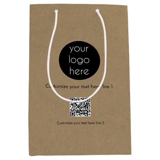 Custom Business Logo Company Promotion Kraft Medium Cadeauzakje (Voorkant)