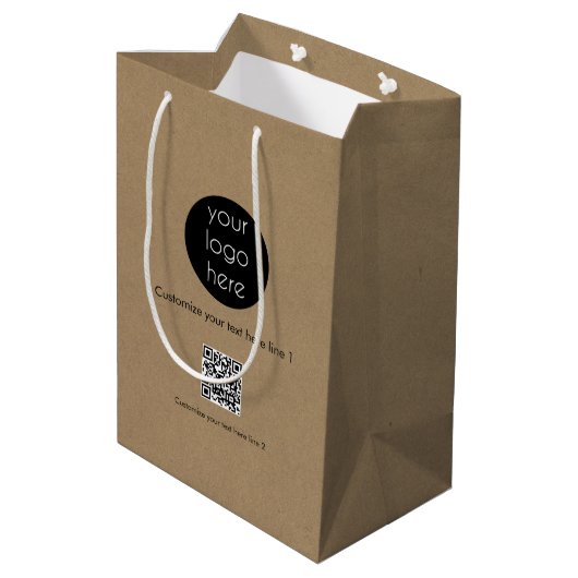 Custom Business Logo Company Promotion Kraft Medium Cadeauzakje (Achterkant Gekanteld)