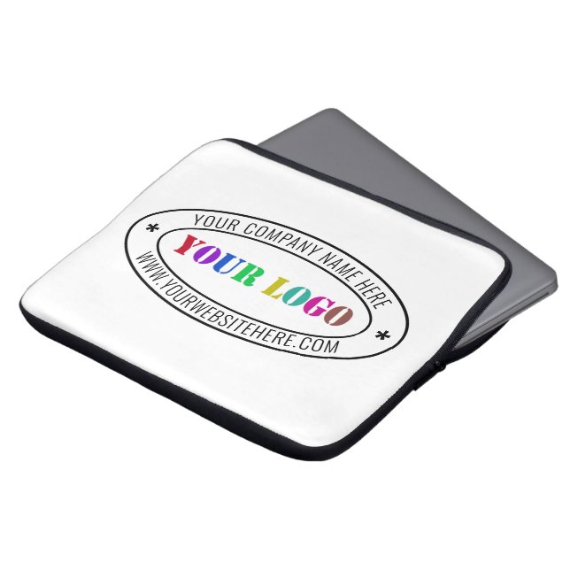 Custom Business Logo Company Stamp Laptop Sleeve (Voorkant top)