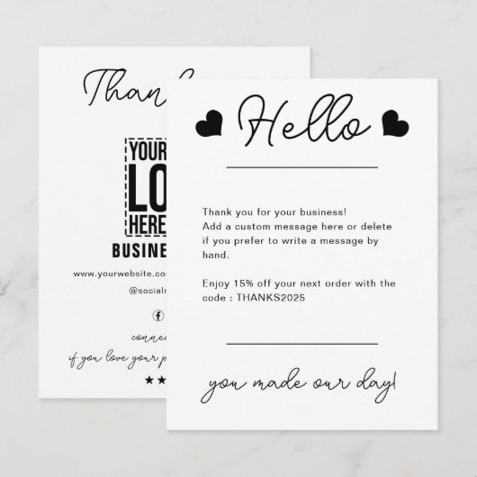 Custom Business Logo Corporate Company Modern Cool Bedankkaart (Voorkant / Achterkant)