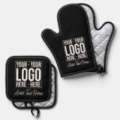 Custom Business Logo Corporate Company Modern Cool Ovenwant & Pannenlap Set (Voorkant / Achterkant)