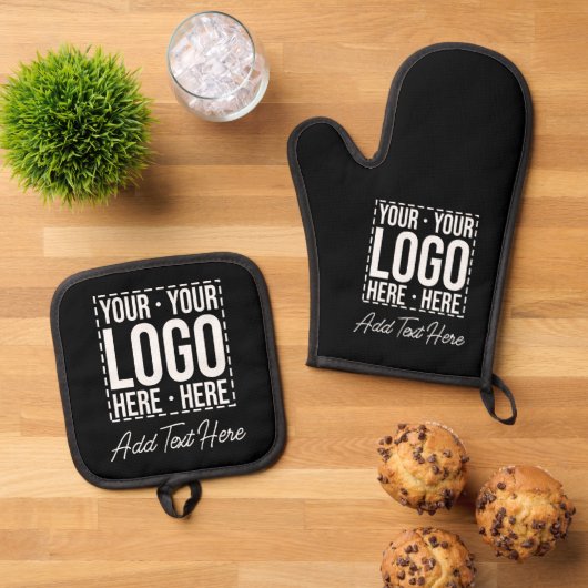 Custom Business Logo Corporate Company Modern Cool Ovenwant & Pannenlap Set (Top down)