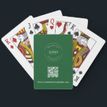 Custom Business LOGO Corporate QR CODE Groen Pokerkaarten<br><div class="desc">Verhoog uw corporate branding met onze Custom Business Logo Corporate QR Code Groene Speelkaarten Promotiedeck! Deze slanke en geavanceerde speelkaarten zijn voorzien van de logo van uw bedrijf en een QR-code en website voor eenvoudige toegang tot uw bedrijfsinformatie. Gemaakt met hoogwaardige materialen, maken ze een stijlvol en gedenkwaardig relatiegeschenk voor...</div>