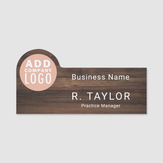 Custom Business Logo Corporate Rustic Elegant Naamplaatje (Voorkant)