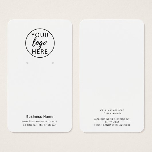 Custom Business Logo Earring Display Kaart (Voorkant /achterkant)