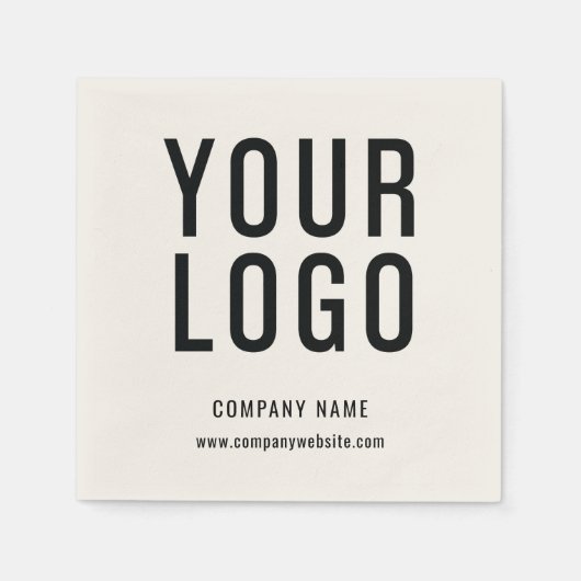 Custom Business Logo ECRU Minimalistische Promotie Servet (Voorkant)