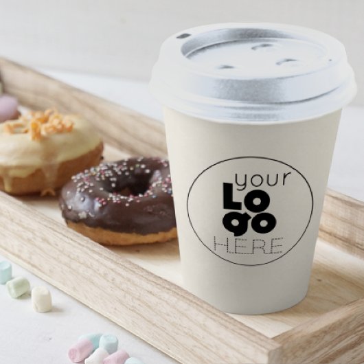 Custom Business Logo ECRU White Paper Party Cup Papieren Bekers