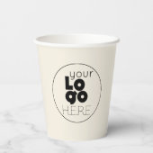 Custom Business Logo ECRU White Paper Party Cup Papieren Bekers (Achterkant)
