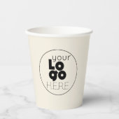 Custom Business Logo ECRU White Paper Party Cup Papieren Bekers (Voorkant)