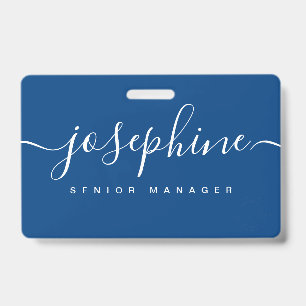 Custom business logo Elegant script naam blauw Badge