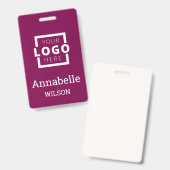 Custom Business Logo Employee Name Deep Magenta Badge (Front & Back)