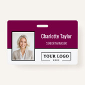 Custom Business Logo Employee Photo Badge (Voorkant)