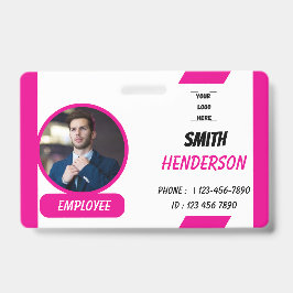Custom Business Logo Employee Photo Blue ID Badge