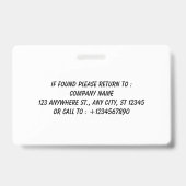 Custom Business Logo Employee Photo Blue ID Badge (Achterkant)