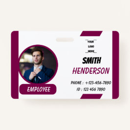 Custom Business Logo Employee Photo Blue ID Badge
