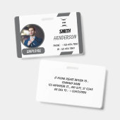 Custom Business Logo Employee Photo Blue ID Badge (Voor- en achterkant)