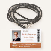 Custom Business Logo Employee Photo Roos Gold Badge (Voorkant met draagriem)