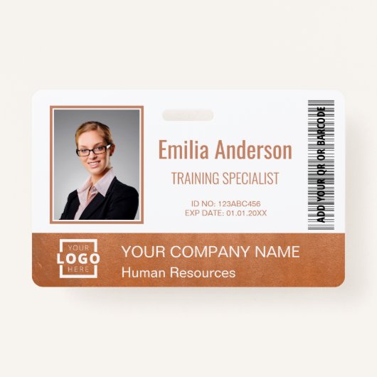 Custom Business Logo Employee Photo Roos Gold Badge (Voorkant)