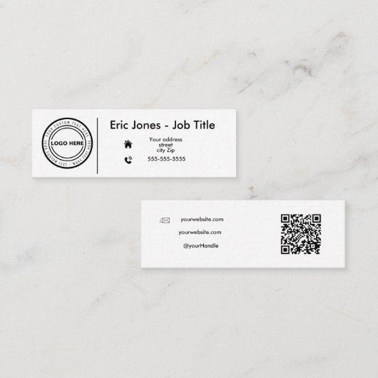 Custom BUSINESS LOGO en social media Mini Visitekaartje (Voorkant / Achterkant)