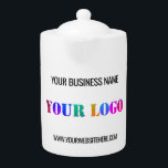 Custom Business Logo en Tekst Bedrijf Theepot<br><div class="desc">Aangepaste kleuren en lettertypen - Theepotten met uw Logo-naam Website Promotie Gepersonaliseerd Bedrijf Kantoor Promotie Zakelijke of Persoonlijke kleuren en Tekst Modern Theepot Gift - Uw Logo toevoegen - Afbeelding - Foto of QR-code / Naam - Bedrijf / Website of E-mail of Telefoon - Contactinformatie / Adres - Formaat wijzigen...</div>