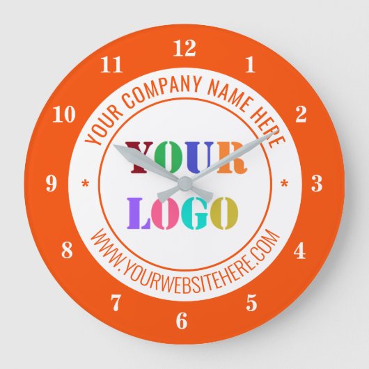 Custom Business Logo en Tekstklok Sjabloon Grote Klok (Voorkant)