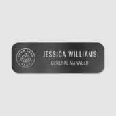Custom Business Logo Faux Brushed Black Metal Naamplaatje (Voorkant)