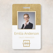Custom Business Logo Gold Barcode Employee Photo Badge