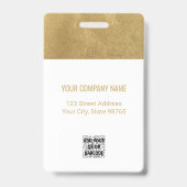 Custom Business Logo Gold Barcode Employee Photo Badge (Back)