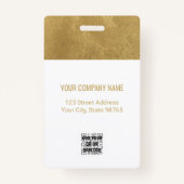 Custom Business Logo Gold Barcode Employee Photo Badge (Achterkant)