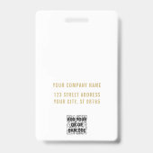 Custom Business Logo Gold Basic Barcode Employee Badge (Back)