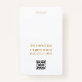 Custom Business Logo Gold Basic Barcode Employee Badge (Achterkant)