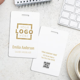 Custom Business Logo Gold Basic Barcode Employee Badge