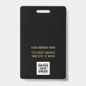 Custom Business Logo Gold Basic Barcode Employee Badge (Achterkant)