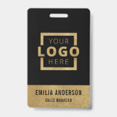 Custom Business Logo Gold Basic Barcode Employee Badge (Voorzijde)
