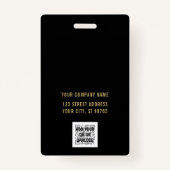 Custom Business Logo Gold Basic Barcode Employee Badge (Achterkant)