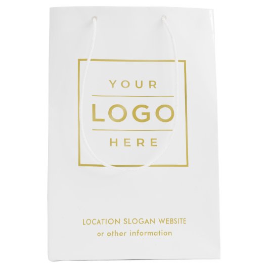 Custom Business Logo Gold-merk Medium Cadeauzakje (Voorkant)