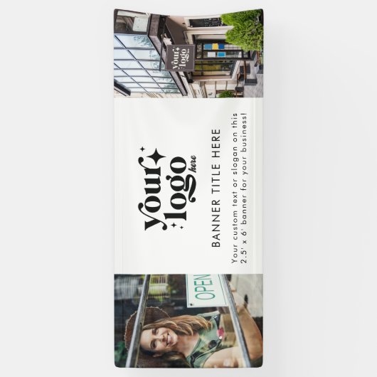 Custom Business Logo Grand Opening 2 Foto Spandoek (Verticaal)