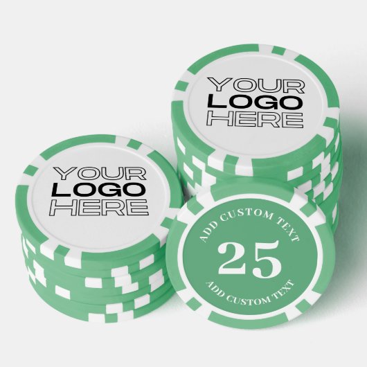 Custom Business Logo Green 25 Value Game Poker Chips (Opstapeling)