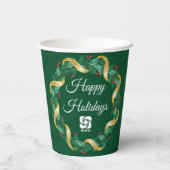 Custom Business Logo Green krans feestdag Papieren Bekers (Achterkant)