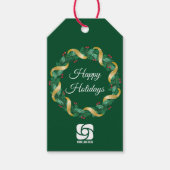 Custom Business Logo Groene Kerstkrans Cadeaulabel (Voorkant)