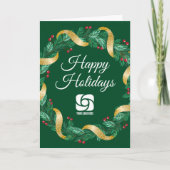 Custom Business Logo Groene Kerstkrans Feestdagen Kaart (Voorkant)