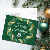 Custom Business Logo Groene Kerstkrans Feestdagenkaart