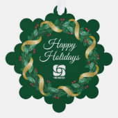 Custom Business Logo Groene Kerstkrans Ornament Kaart (Voorkant)