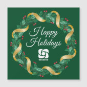 Custom Business Logo Groene Kerstmagneet Kaart (Voorkant)