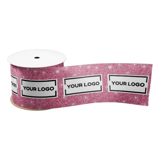 Custom Business Logo Hot roze Sparkle Satijnen Lint (Spoel)