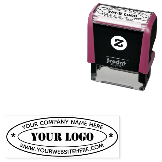 Custom Business Logo Info Ovaal Zelfinkkend Stempe Zelfinktende Stempel (In situ)