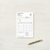 Custom Business Logo & Invoice Order Form Pad Post-it® Notes (Op bureau)