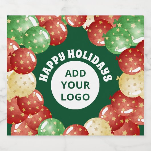 Custom Business Logo Kerstballonnen Groen Sparkling Wijnetiket (Enkel label)